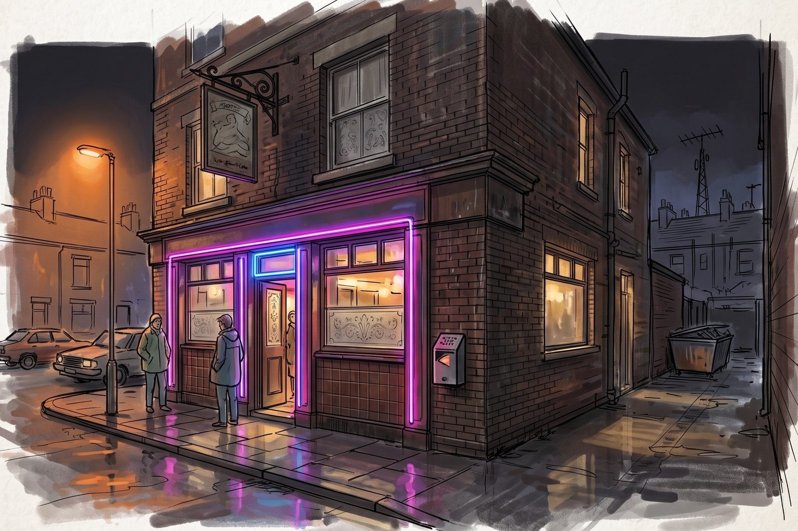 The façade — the pub