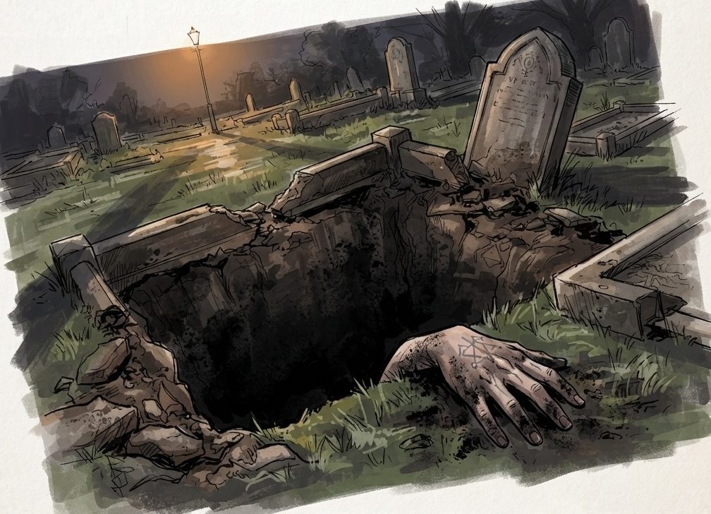 The collapsed grave